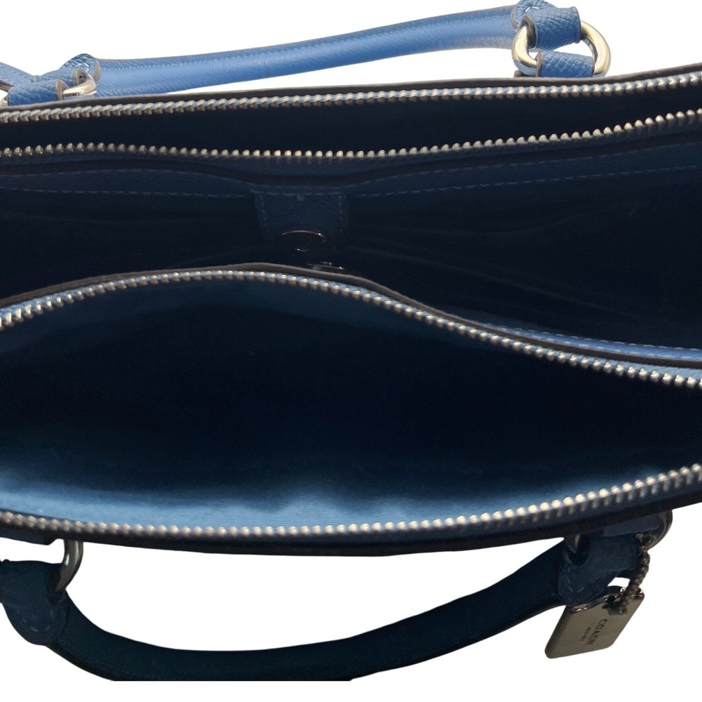 Coach Christie Carryall Blue Crossgrain Leather Satchel Bag F11925 - Picture 5 of 16